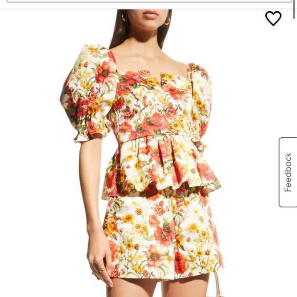 NWT Autumn Adeigbo Multicolor Floral Puff Sleeve Blouse-2 - Picture 2 of 6